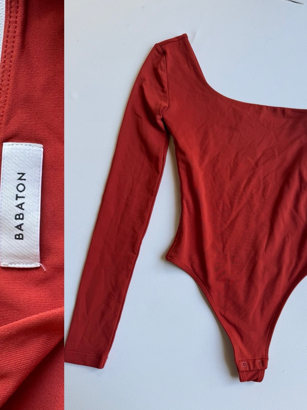 Babaton Rust One-Shoulder Long Sleeve Bodysuit, Size 2XS